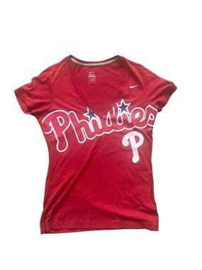 Nike x Phillies Red V-Neck Tee size medium